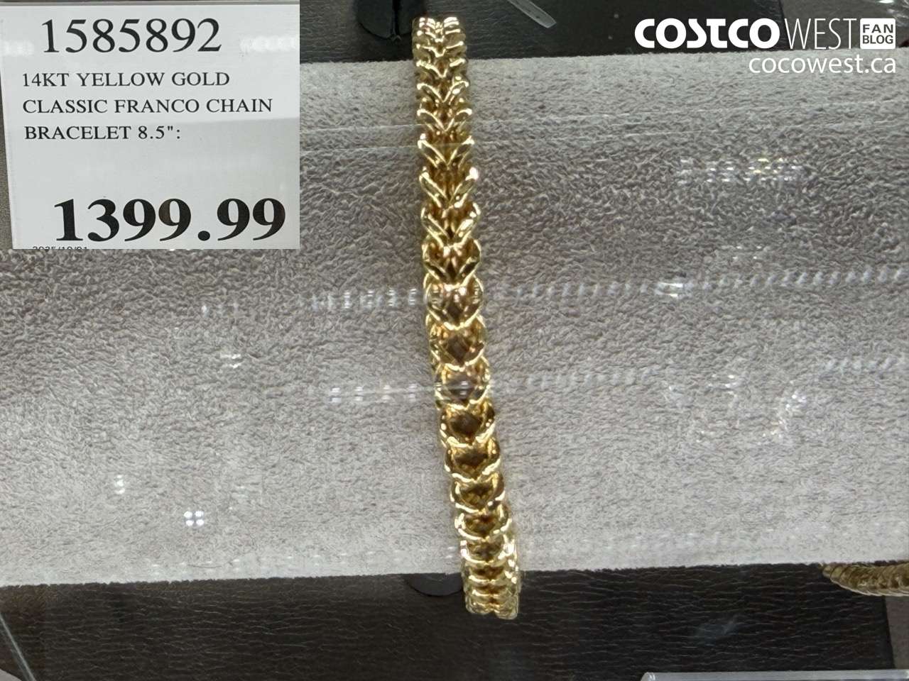1585892 14KT YELLOW GOLD CLASSIC FRANCO CHAIN BRACELET 8.5