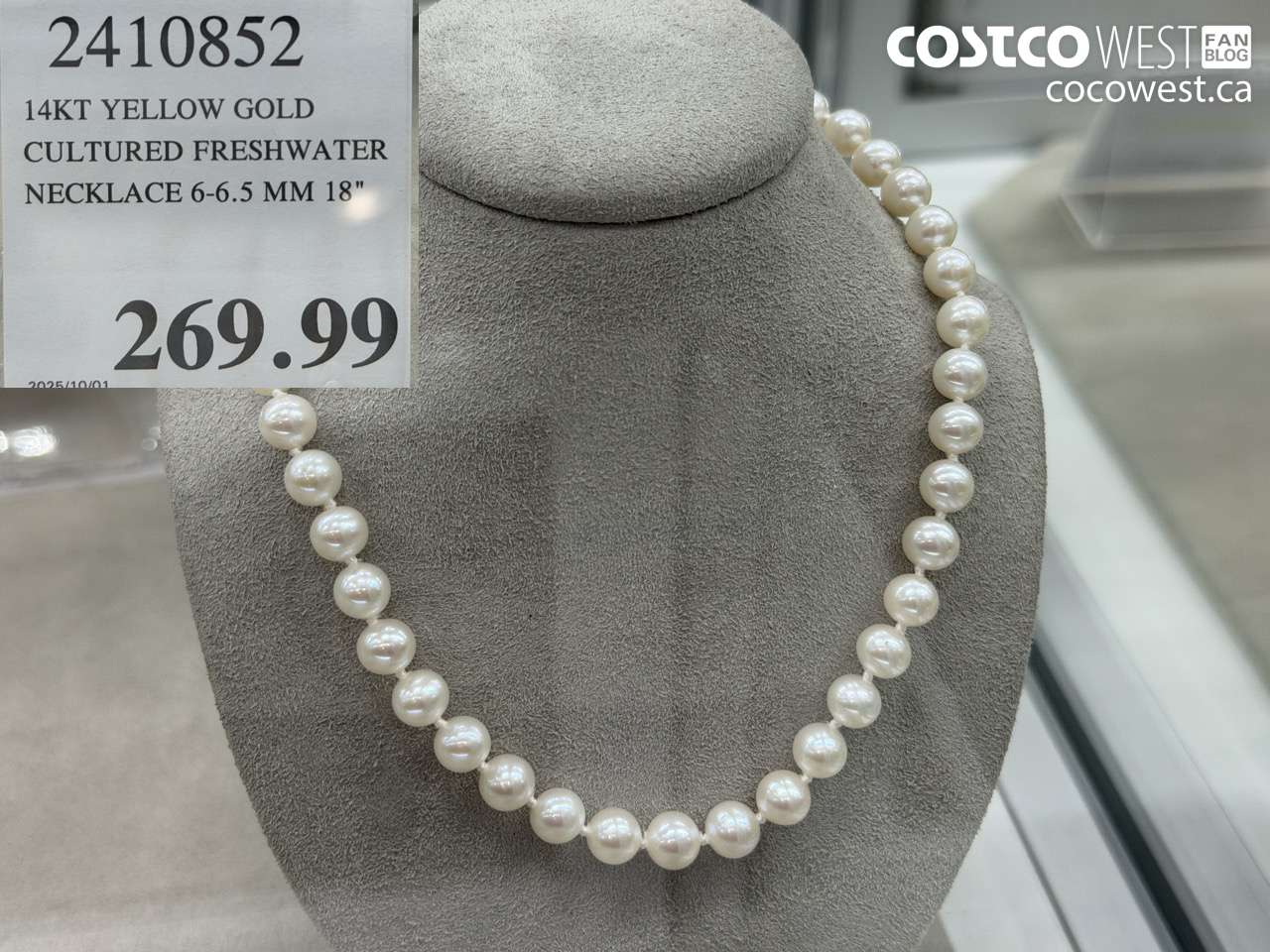 2410852 14KT YELLOW GOLD CULTURED FRESHWATER NECKLACE 6-6.5MM 18