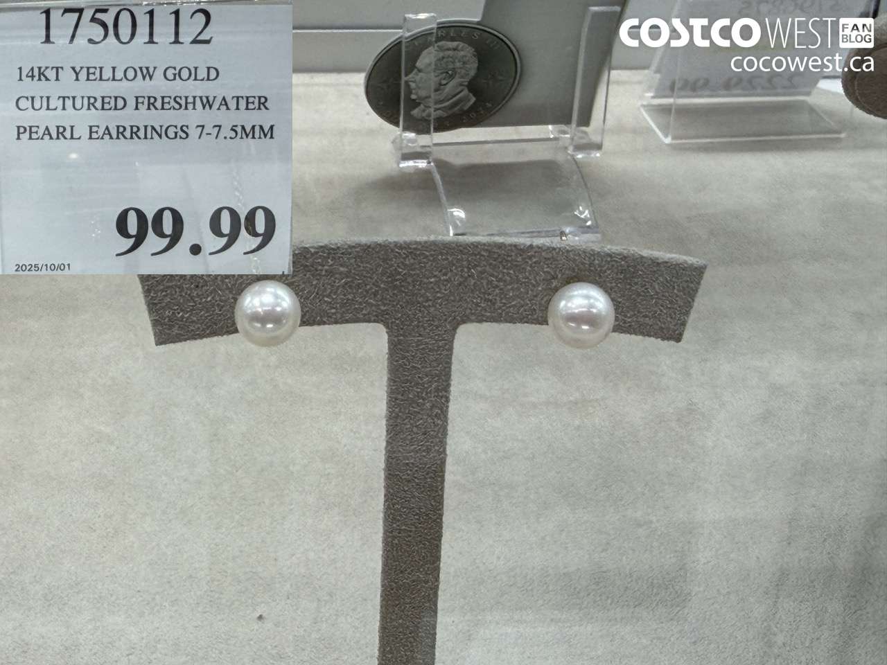 1750112 14KT YELLOW GOLD CULTURED FRESHWATER PEARL EARRINGS 7-7.5MM $99.99