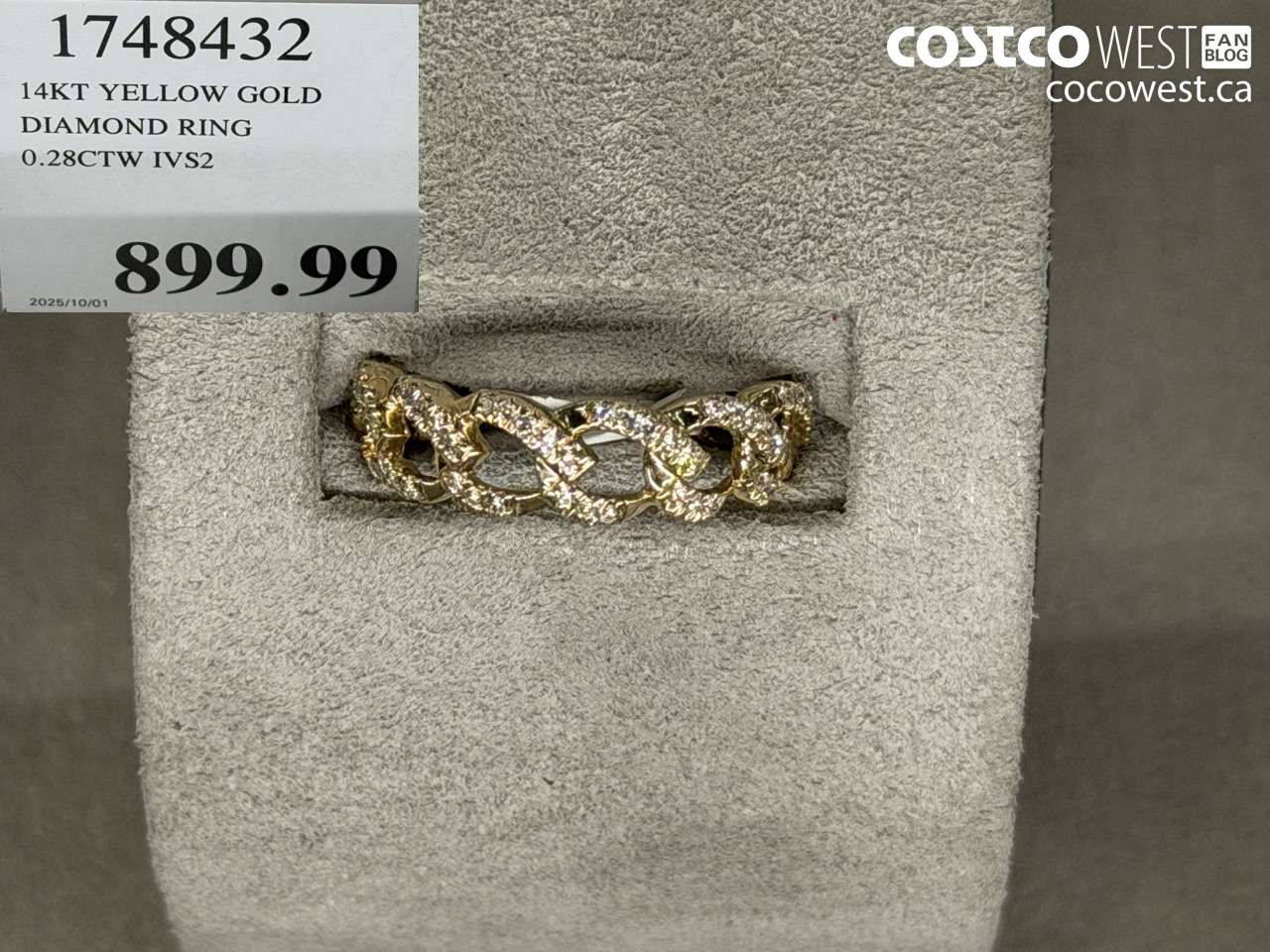 1748432 14KT YELLOW GOLD DIAMOND RING 0.28CTW IVS2 $899.99