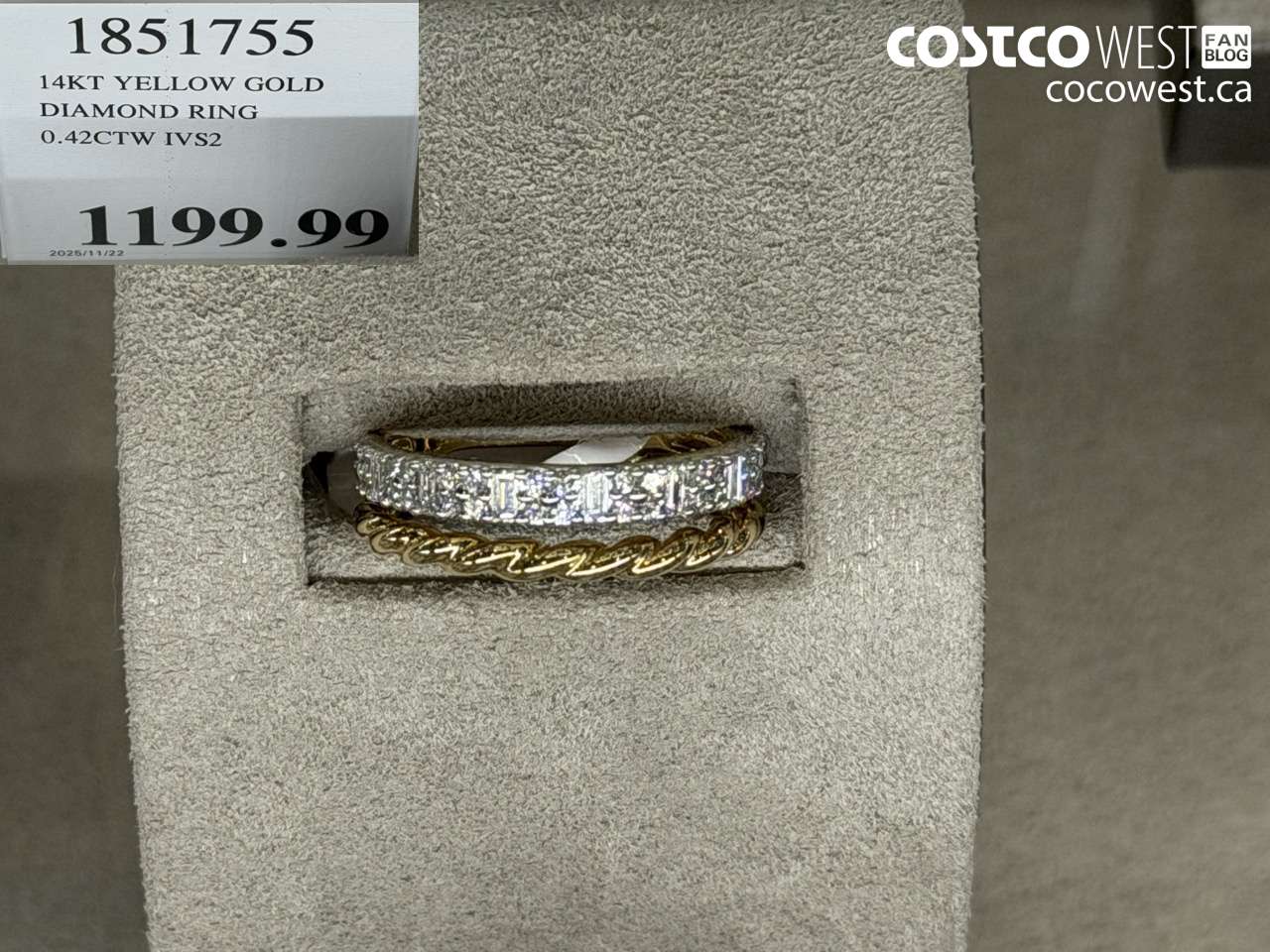 1851755 14KT YELLOW GOLD DIAMOND RING 0.42CTW IVS2 $1199.99