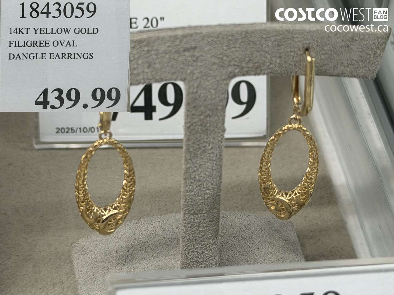 1843059 14KT YELLOW GOLD FILIGREE OVAL DANGLE EARRINGS $439.99