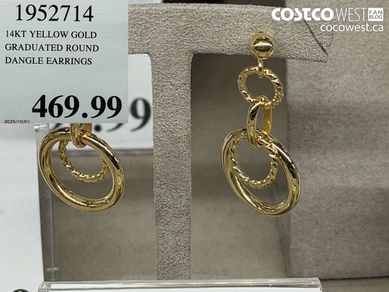 1962714 14KT YELLOW GOLD GRADUATED ROUND DANGLE EARRINGS $469.99