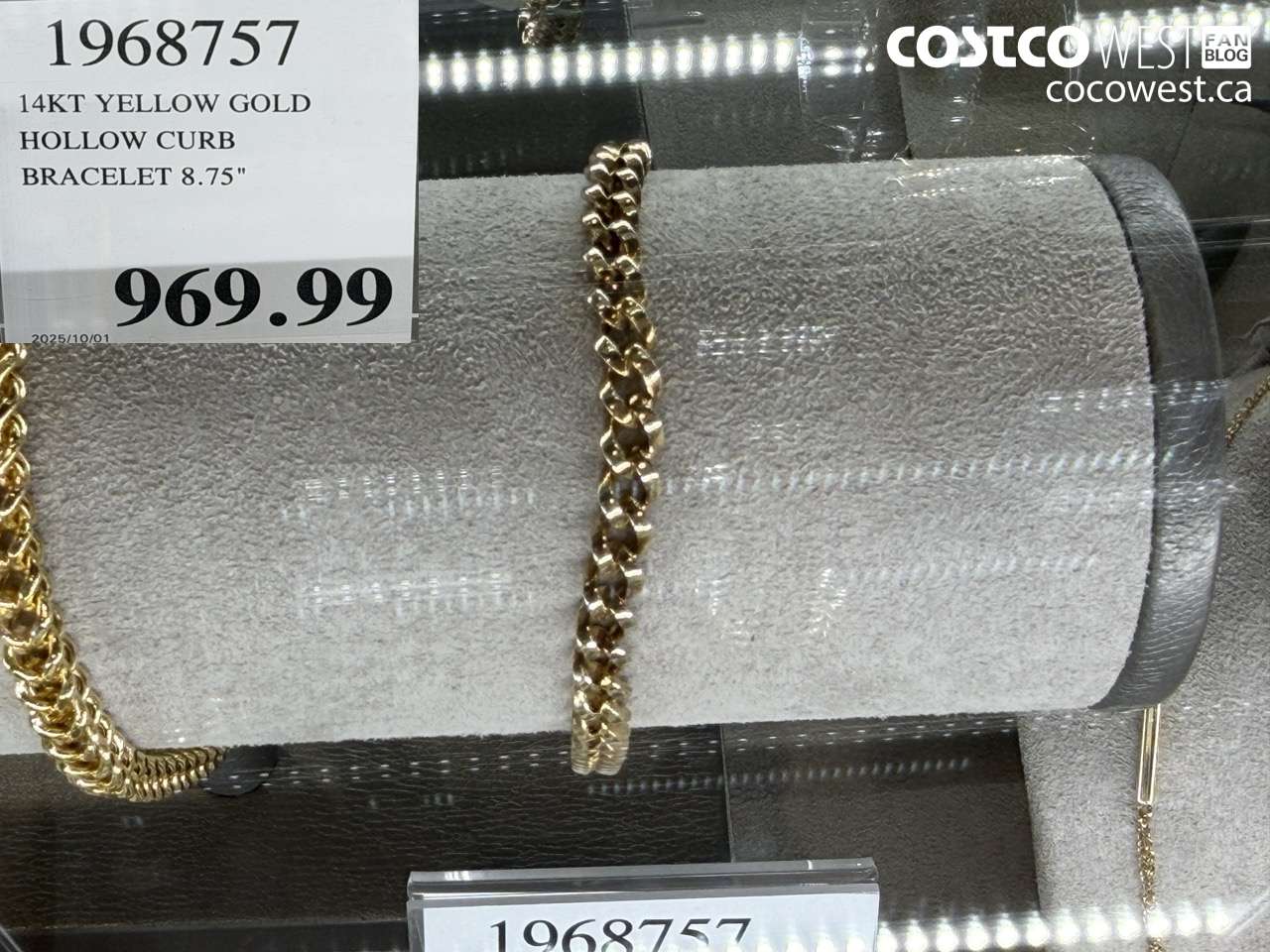 1968757 14KT YELLOW GOLD HOLLOW CURB BRACELET 8.75