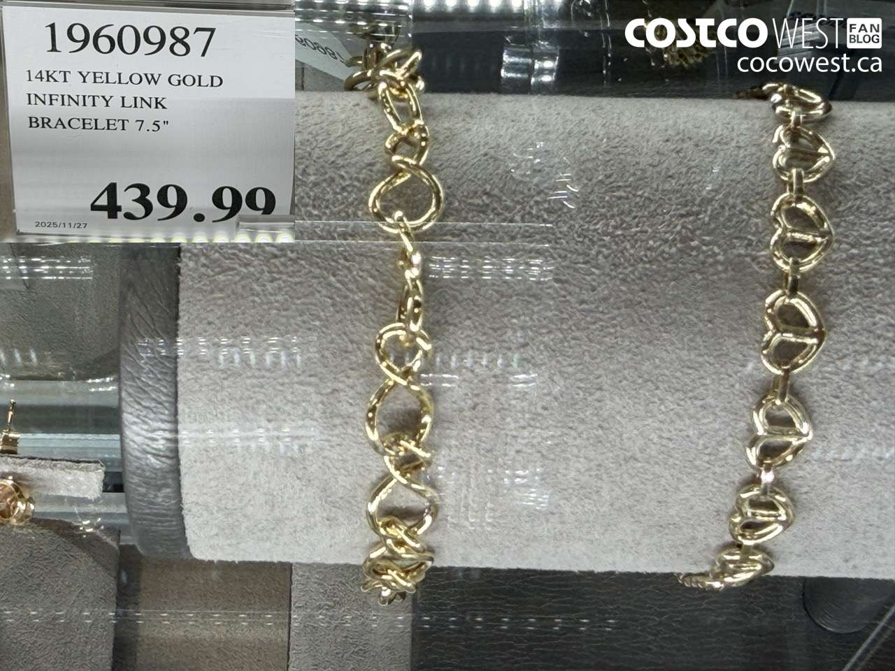 1960987 14KT YELLOW GOLD INFINITY LINK BRACELET 7.5