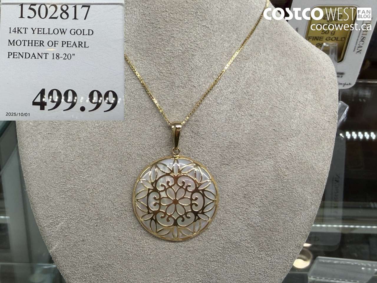 1502817 14KT YELLOW GOLD MOTHER OF PEARL PENDANT 18-20