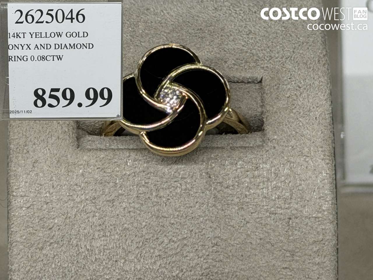 2625046 14KT YELLOW GOLD ONYX AND DIAMOND RING 0.08CTW $859.99