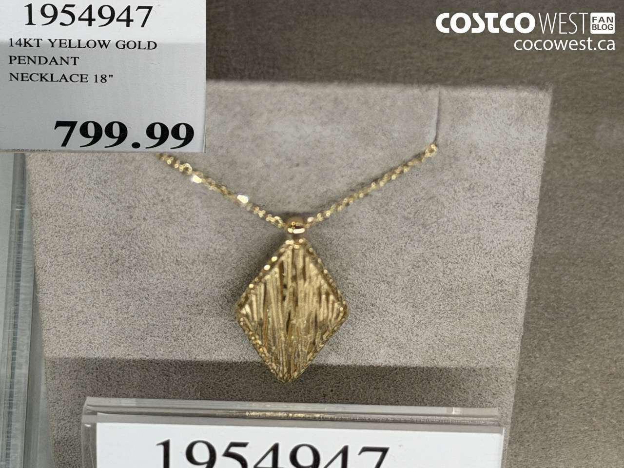 1954947 14KT YELLOW GOLD PENDANT NECKLACE 18