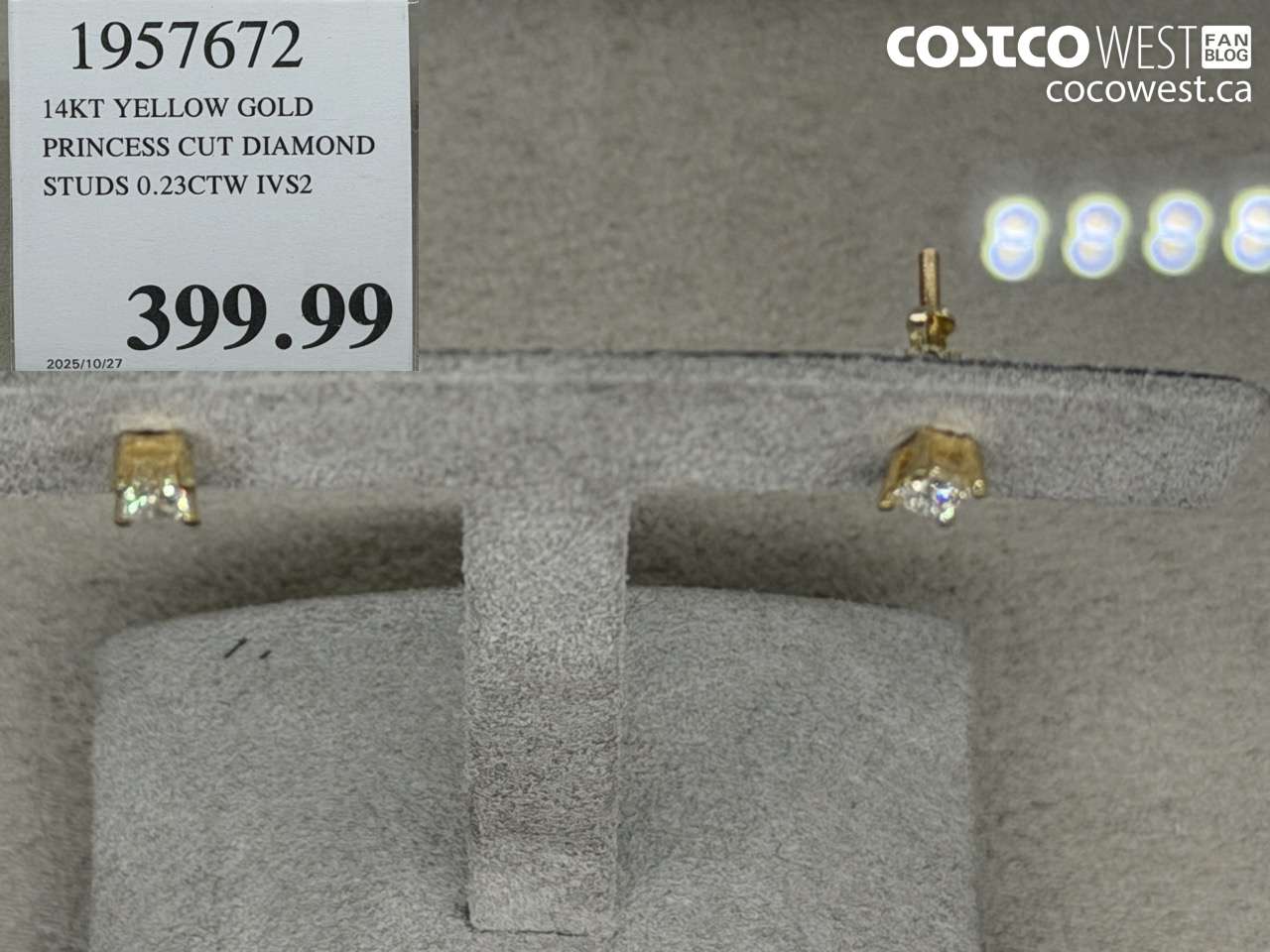 1957672 14KT YELLOW GOLD PRINCESS CUT DIAMOND STUDS 0.23CTW IVS2 $399.99