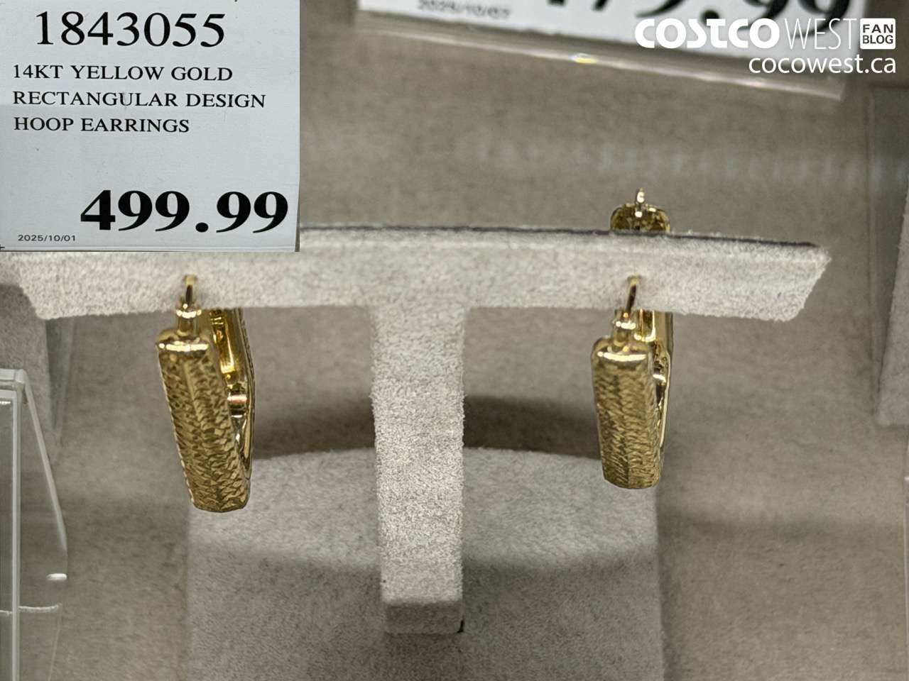 1843055 14KT YELLOW GOLD RECTANGULAR DESIGN HOOP EARRINGS $499.99