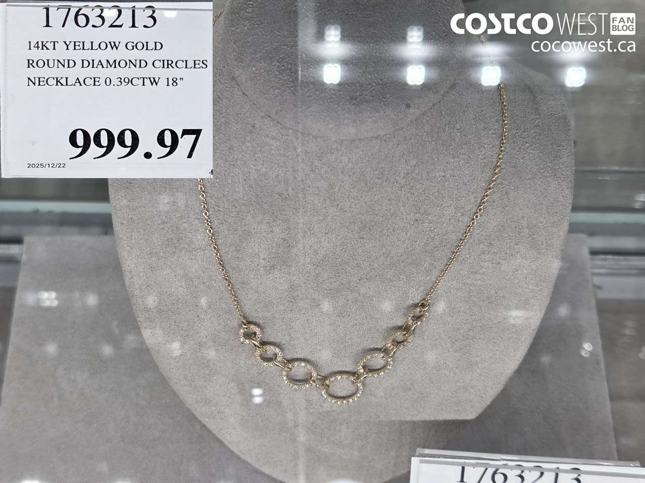1763213 14KT YELLOW GOLD ROUND DIAMOND CIRCLES NECKLACE 0.39CTW 18