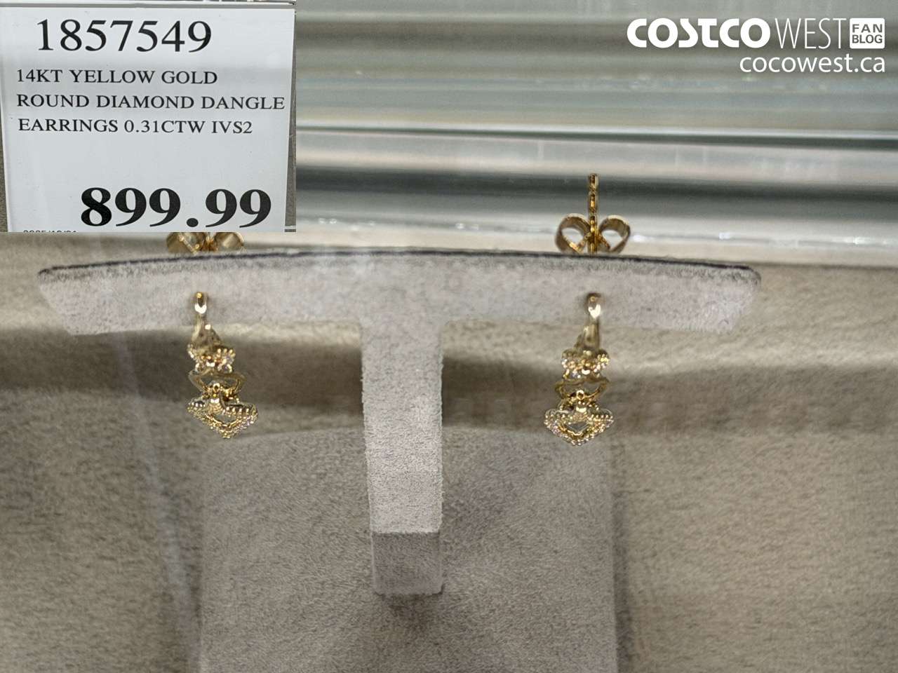 1857549 14KT YELLOW GOLD ROUND DIAMOND DANGLE EARRINGS 0.31CTW IVS2 $899.99
