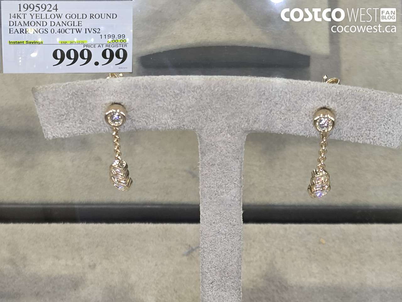 1995924 14KT YELLOW GOLD ROUND DIAMOND DANGLE EARRINGS 0.40CTW IVS2 ($200.00 INSTANT SAVINGS EXPIRES ON 2025-12-21) $999.99