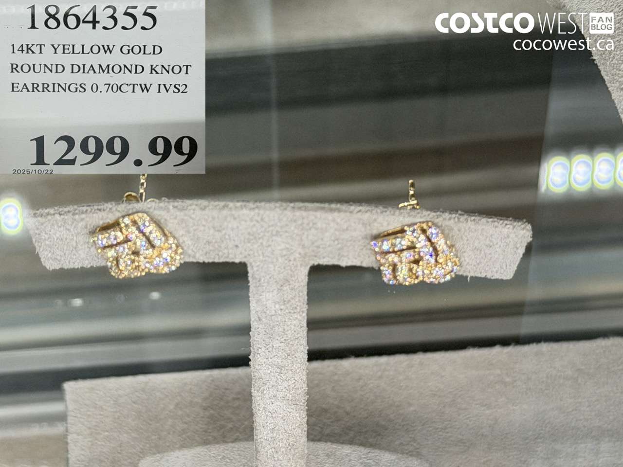 1864355 14KT YELLOW GOLD ROUND DIAMOND KNOT EARRINGS 0.70CTW IVS2 $1299.99