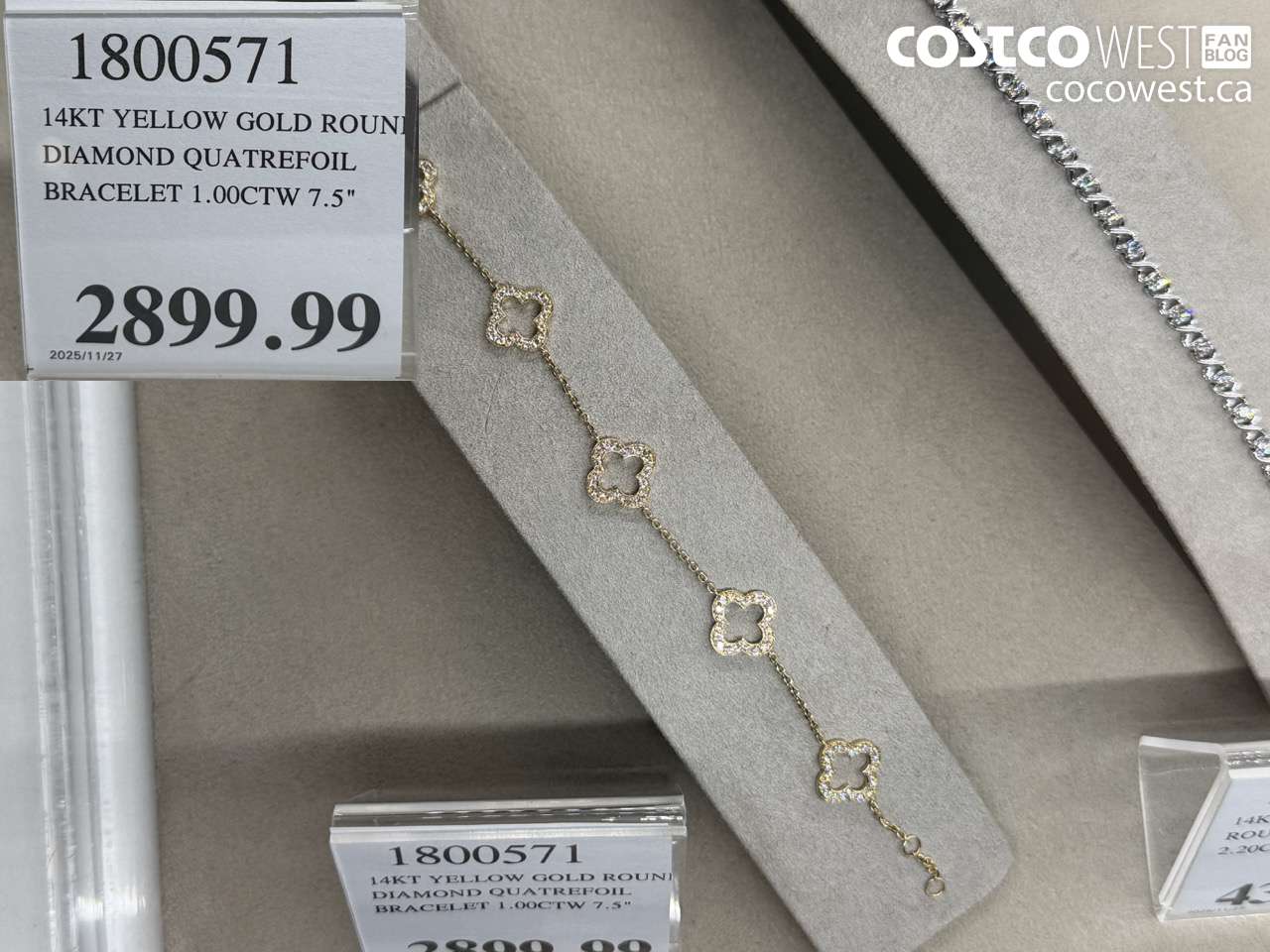 1800571 14KT YELLOW GOLD ROUND DIAMOND QUATREFOIL BRACELET 1.00CTW 7.5