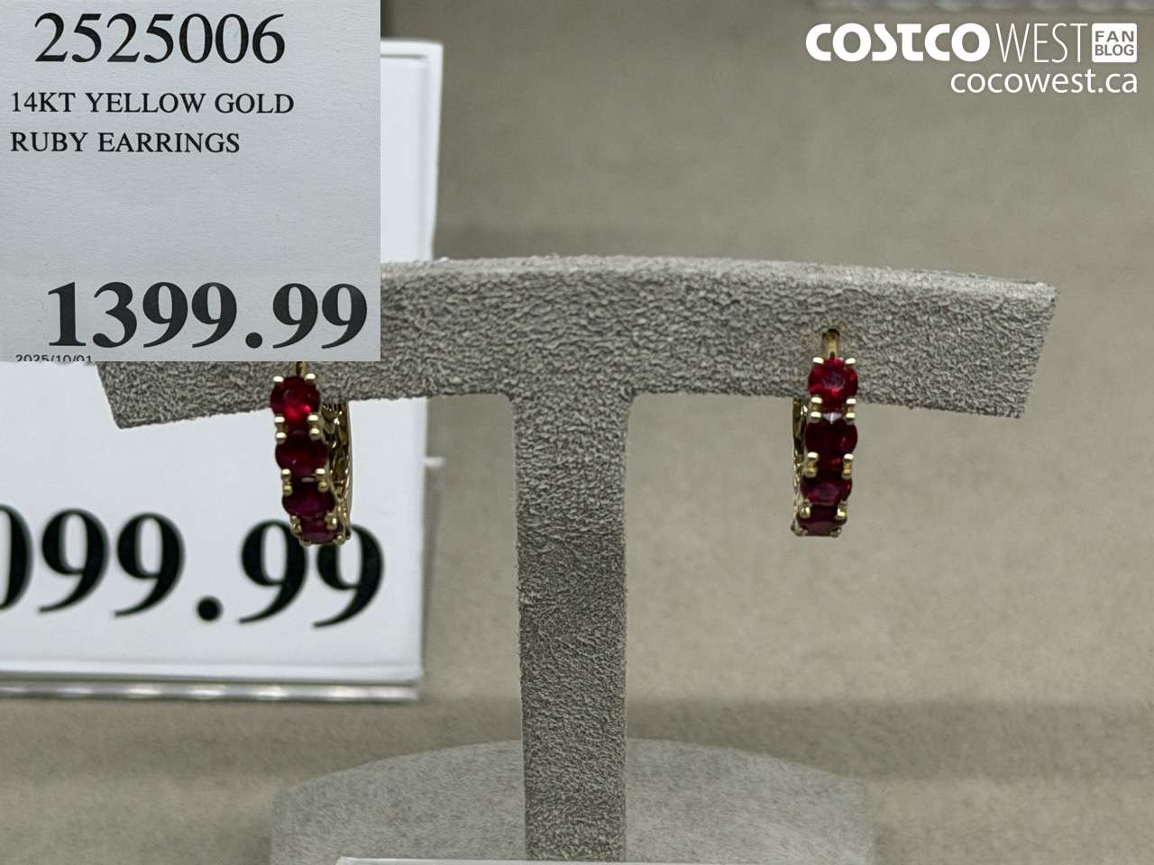 22525006 14KT YELLOW GOLD RUBY EARRINGS $1399.99