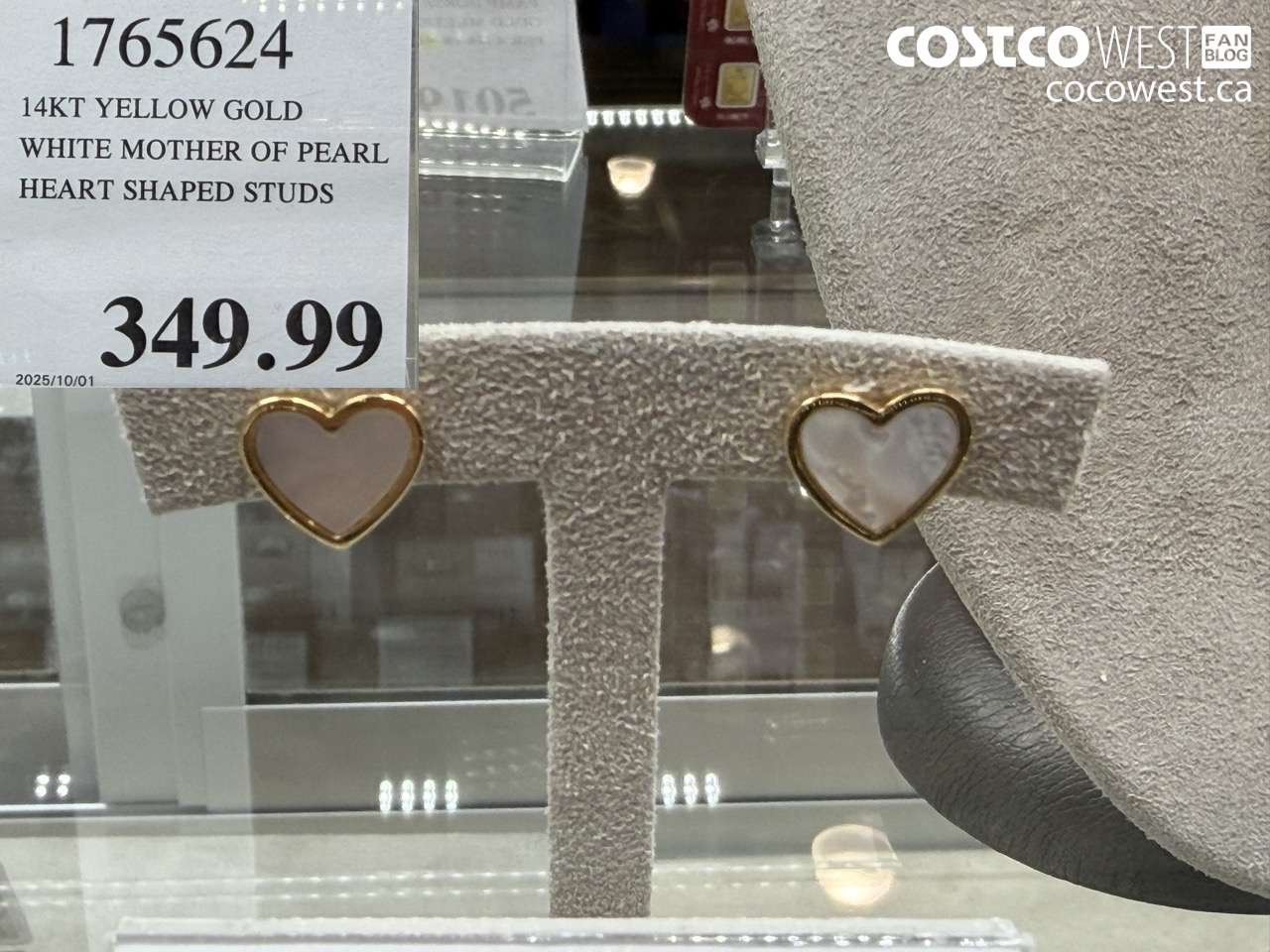 1765624 14KT YELLOW GOLD WHITE MOTHER OF PEARL HEART SHAPED STUDS $349.99