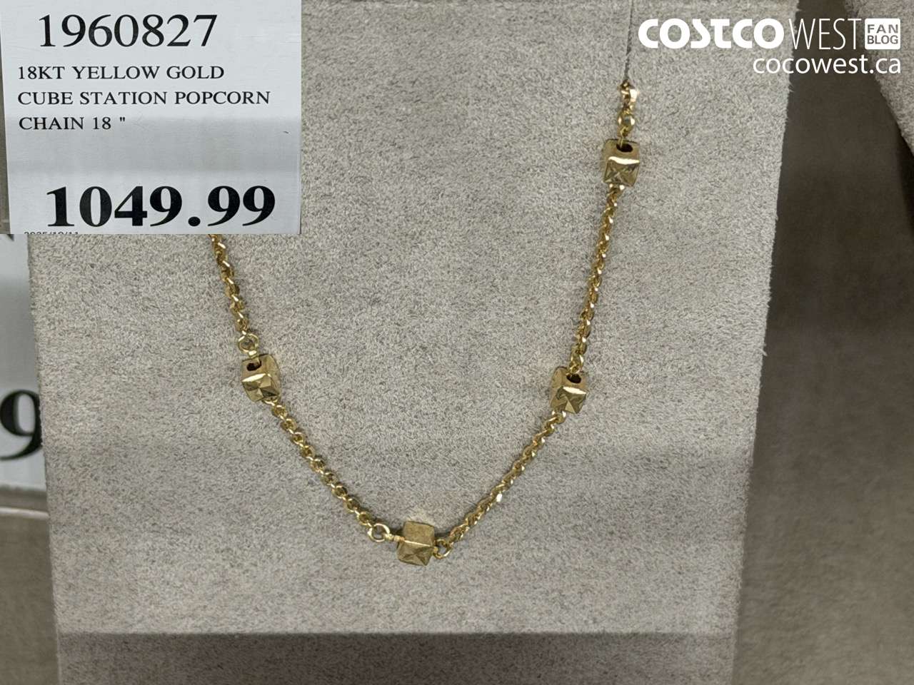 1960827 18KT YELLOW GOLD CUBE STATION POPCORN CHAIN 18