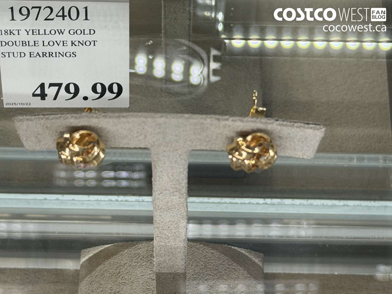 1972401 18KT YELLOW GOLD DOUBLE LOVE KNOT STUD EARRINGS $479.99