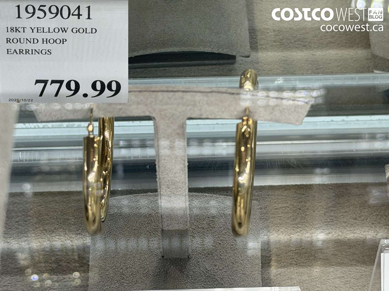 1959041 18KT YELLOW GOLD ROUND HOOP EARRINGS $779.99