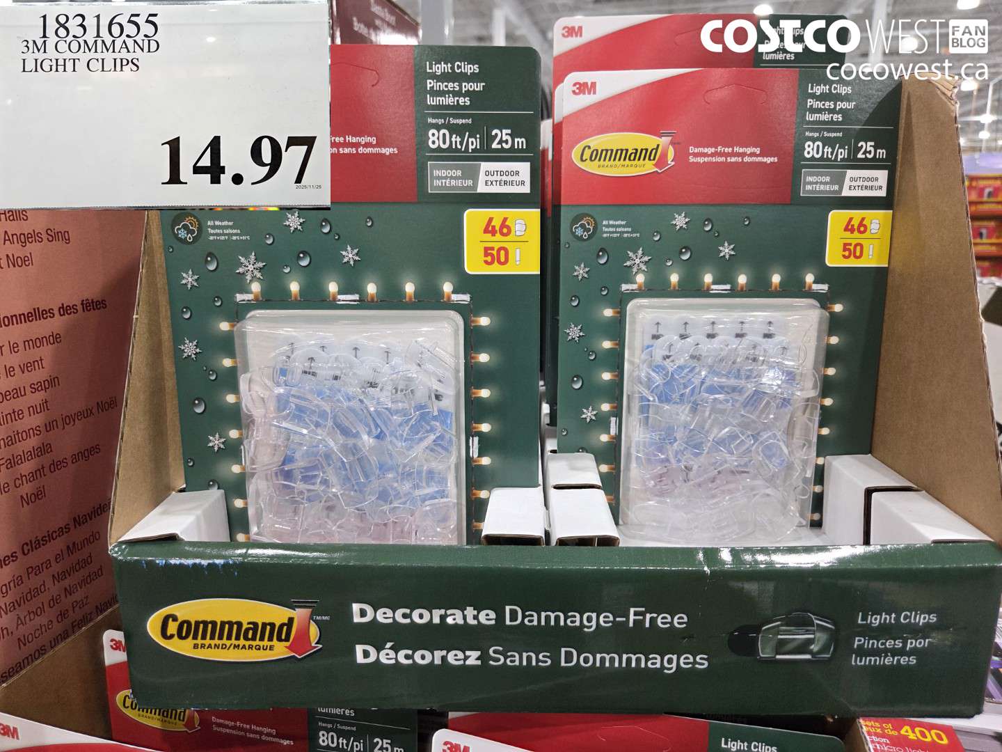 1831655 3M COMMAND LIGHT CLIPS $14.97