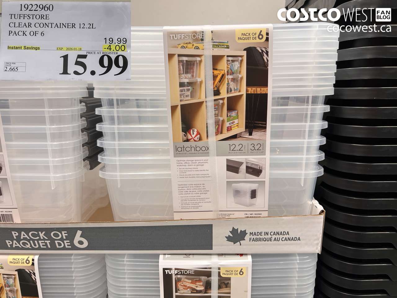 1922960 ACCENT CLEAR CONTAINER 12.2L PACK OF 6 ($4.00 INSTANT SAVINGS EXPIRES ON 2026-01-18) $15.99