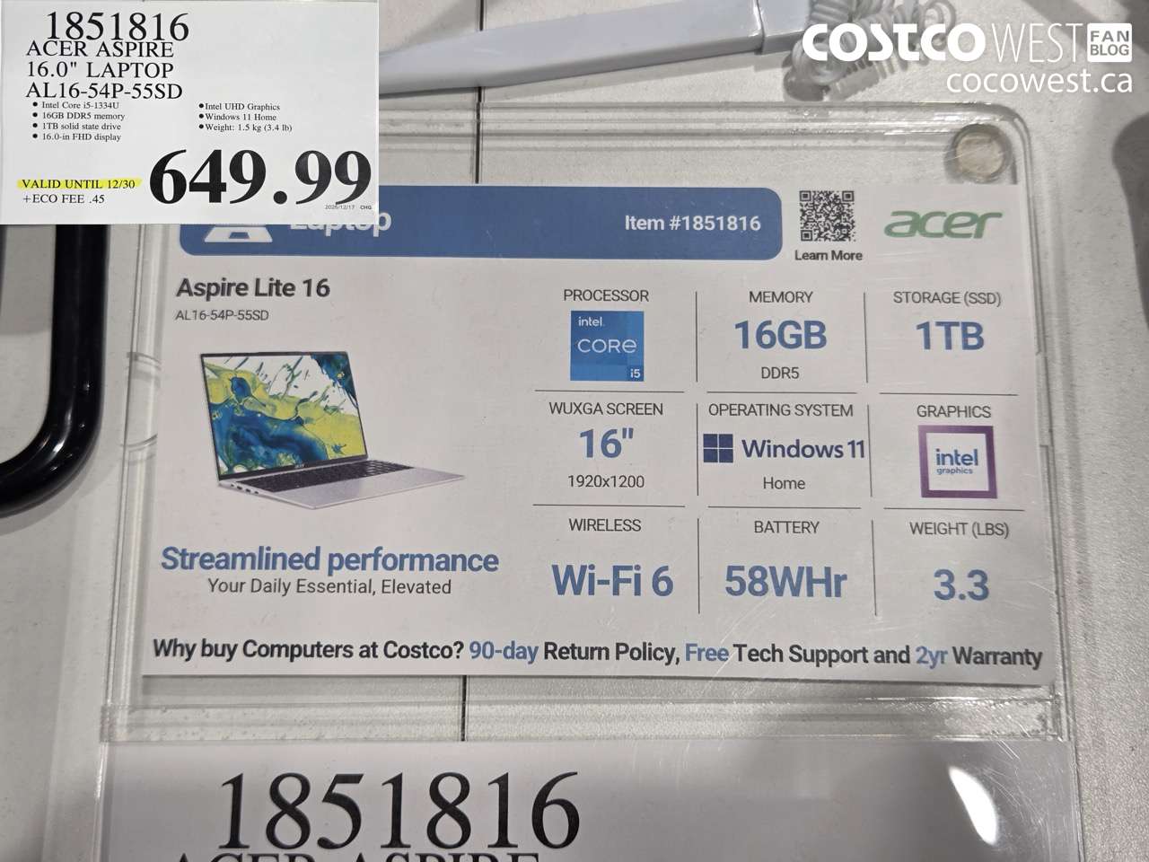 1851816 ACER ASPIRE 16.0