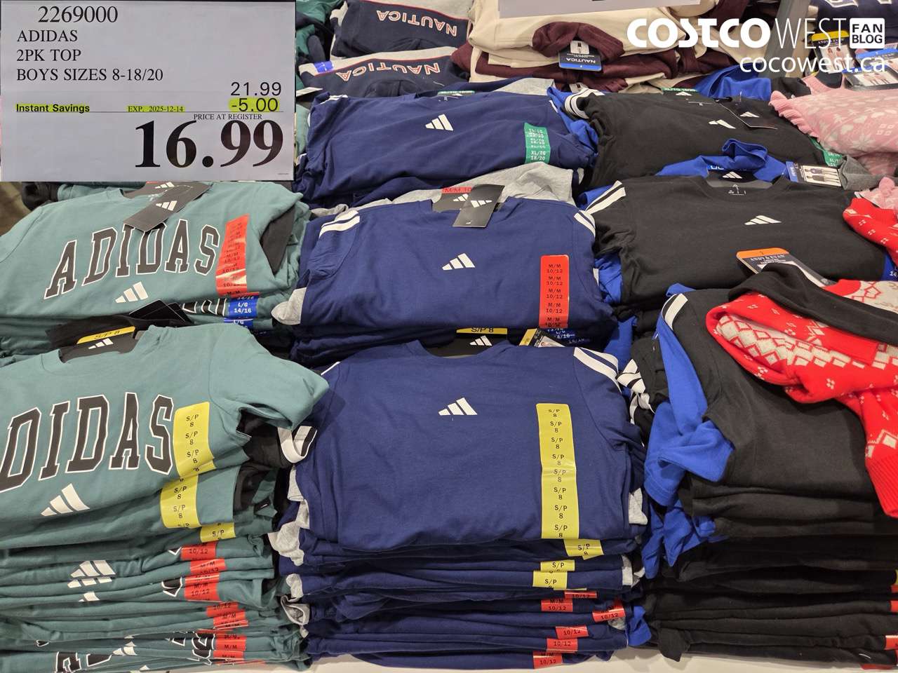 2269000 ADIDAS 2PK TOP BOYS SIZES 8-18/20 ($5.00 INSTANT SAVINGS EXPIRES ON 2025-12-14) $16.99