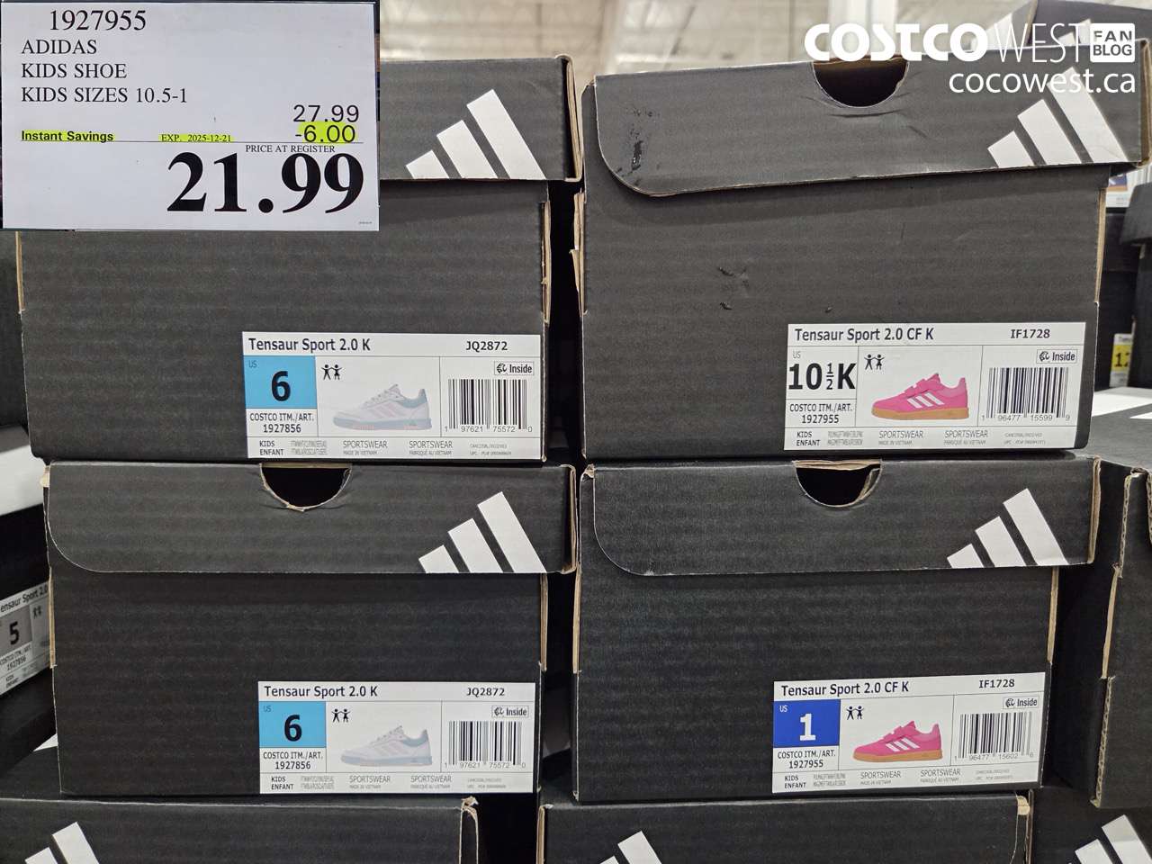 1927955 ADIDAS KIDS SHOE KIDS SIZES 10.5-1 ($6.00 INSTANT SAVINGS EXPIRES ON 2025-12-21) $21.99