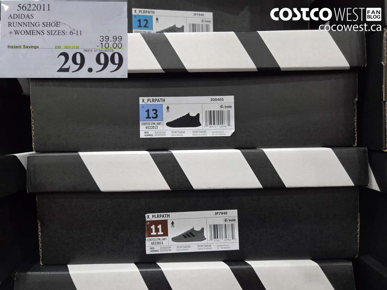 5622011 ADIDAS RUNNING SHOE WOMENS SIZES 6-11 ($10.00 INSTANT SAVINGS EXPIRES ON 2025-12-28) $29.99