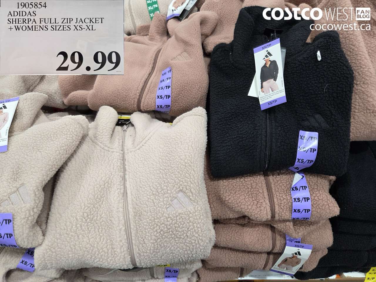 1905854 ADIDAS SHERPA FULL ZIP JACKET WOMENS SIZES XS-XL $29.99