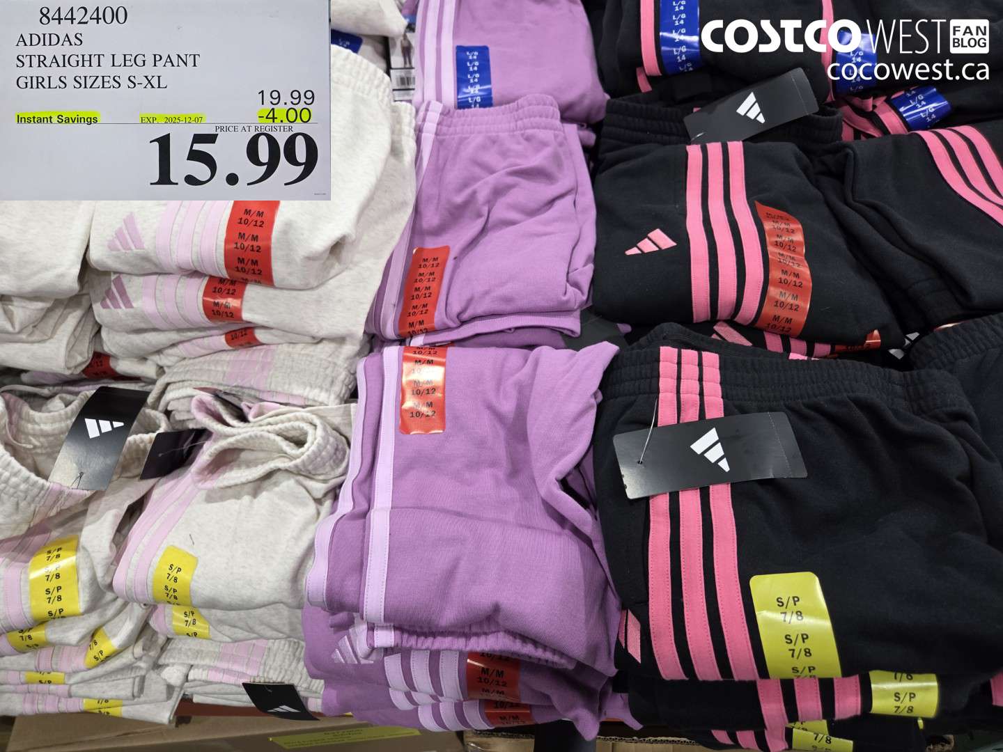 8442400 ADIDAS STRAIGHT LEG PANT GIRLS SIZES S-XL  ($4.00 INSTANT SAVINGS EXPIRES ON 2025-12-07) $15.99