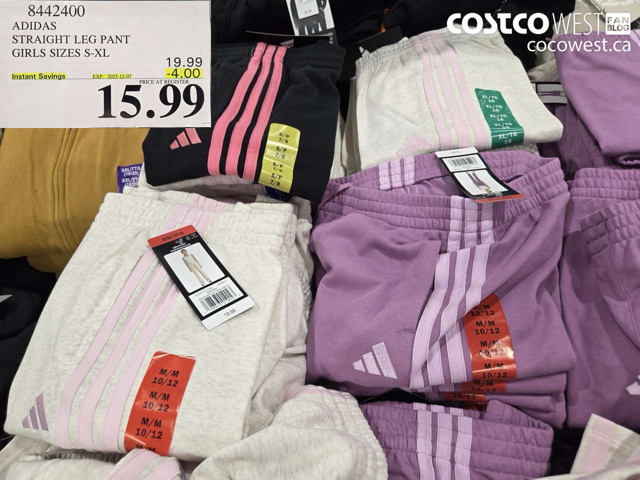 8442400 ADIDAS STRAIGHT LEG PANT GIRLS SIZES S-XL  ($4.00 INSTANT SAVINGS EXPIRES ON 2025-12-07) $15.99