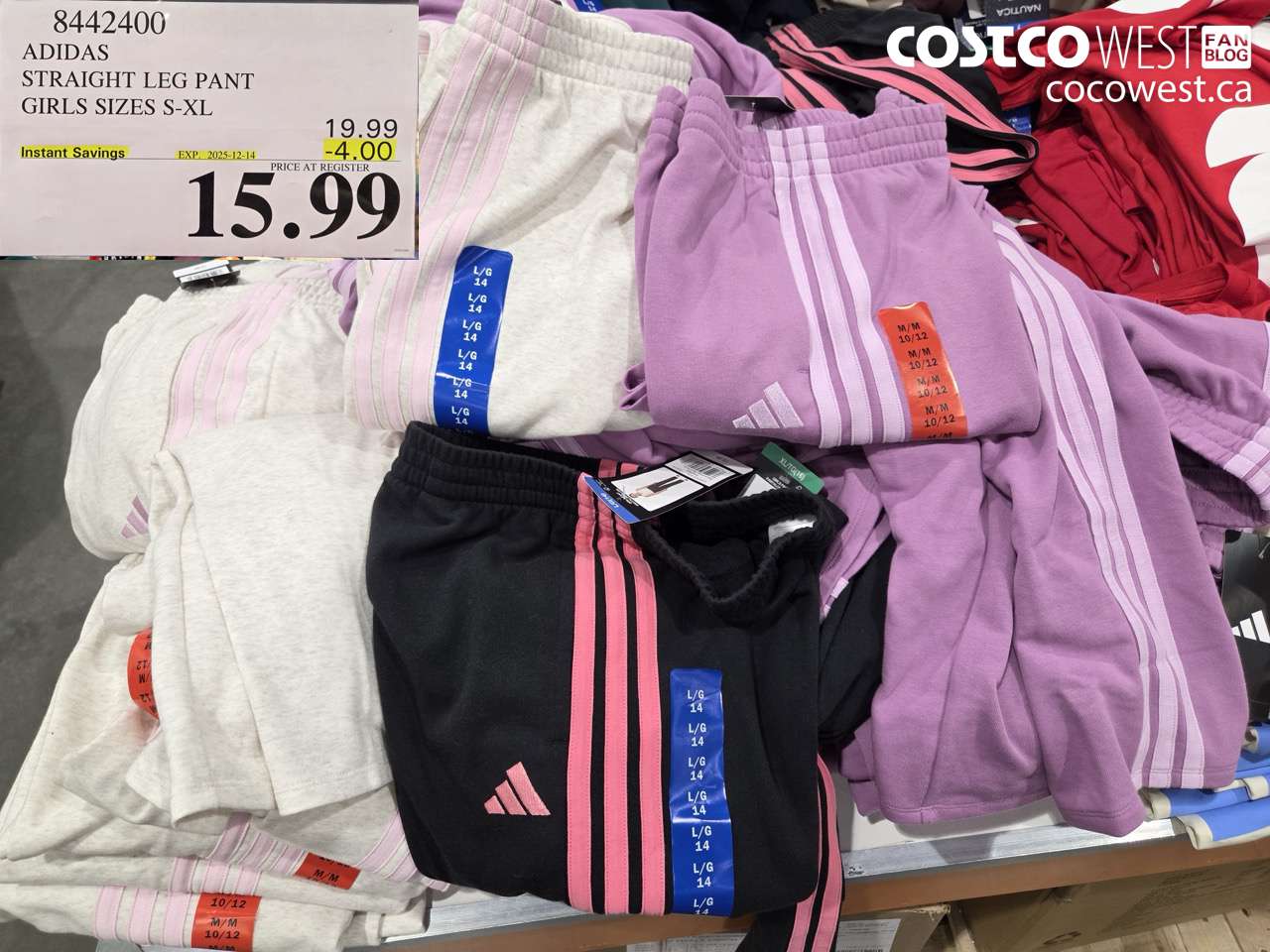 8442400 ADIDAS STRAIGHT LEG PANT GIRLS SIZES S-XL  ($4.00 INSTANT SAVINGS EXPIRES ON 2025-12-14) $15.99