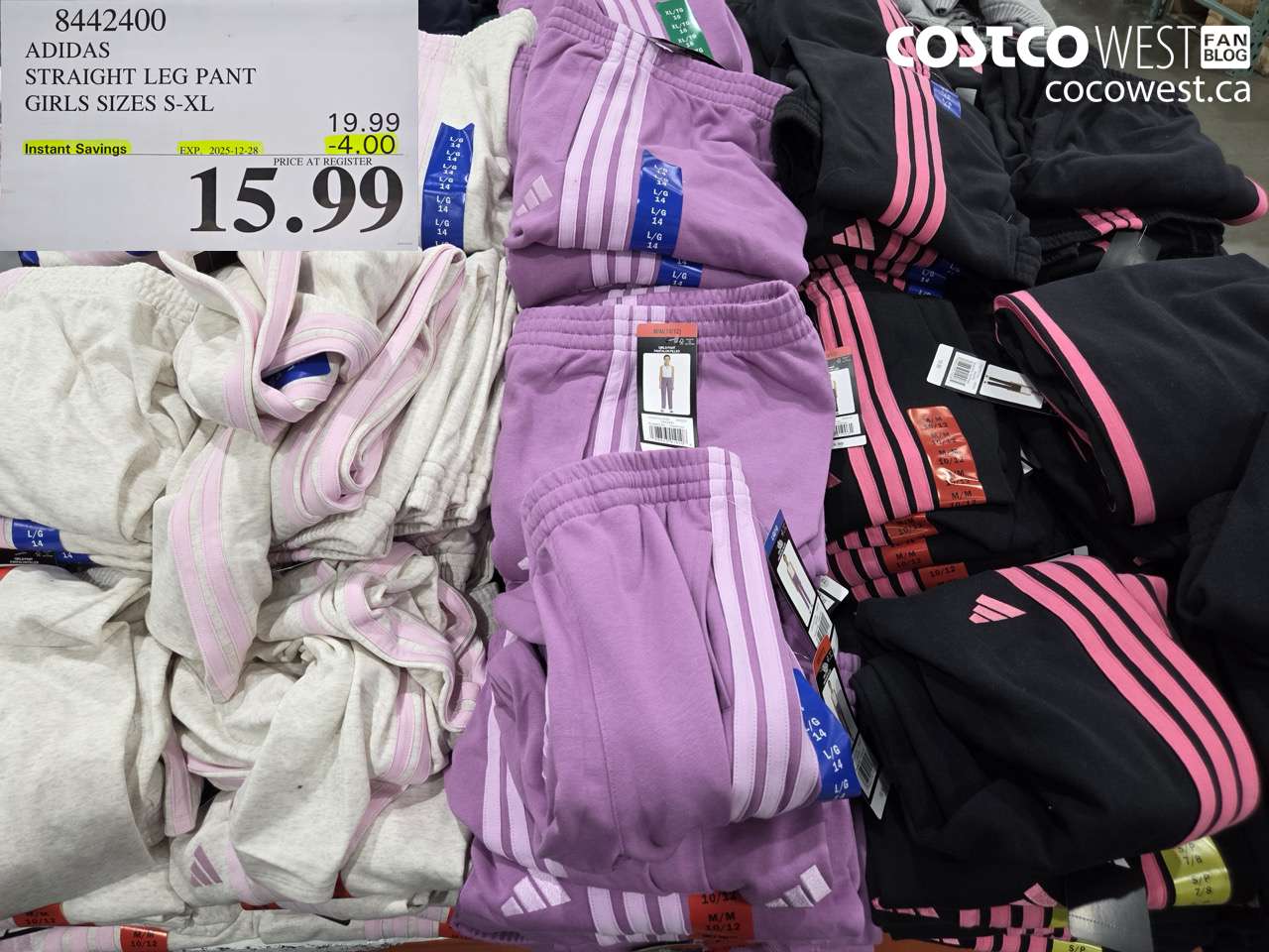 8442400 ADIDAS STRAIGHT LEG PANT GIRLS SIZES S-XL  ($4.00 INSTANT SAVINGS EXPIRES ON 2025-12-28) $15.99