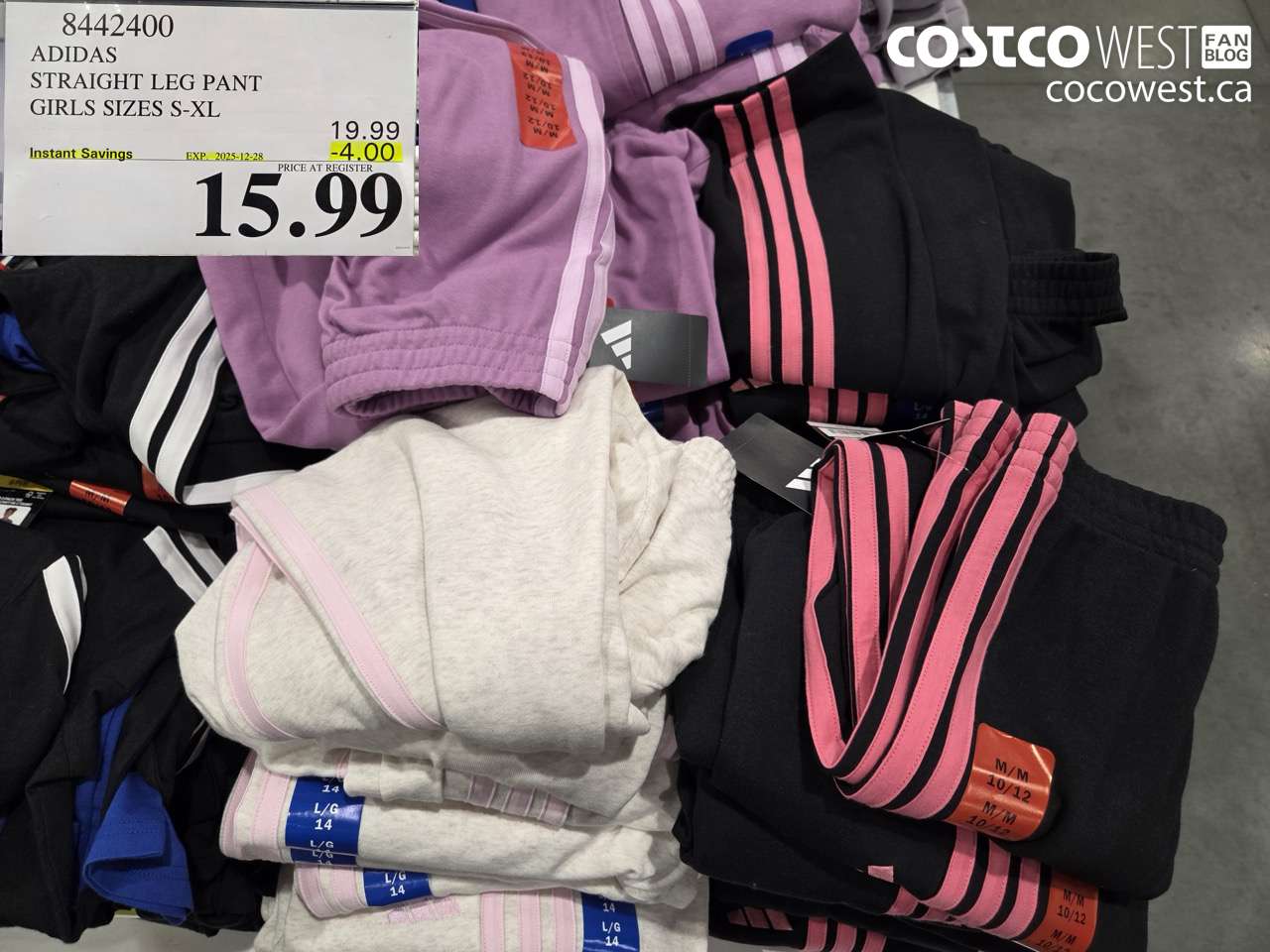 8442400 ADIDAS STRAIGHT LEG PANT GIRLS SIZES S-XL  ($4.00 INSTANT SAVINGS EXPIRES ON 2025-12-28) $15.99