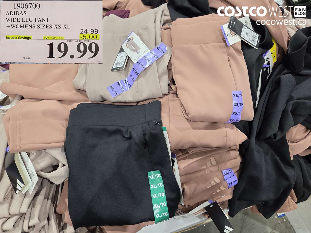 1906700 ADIDAS WIDE LEG PANT WOMENS SIZES XS-XL ($5.00 INSTANT SAVINGS EXPIRES ON 2025-12-14) $19.99