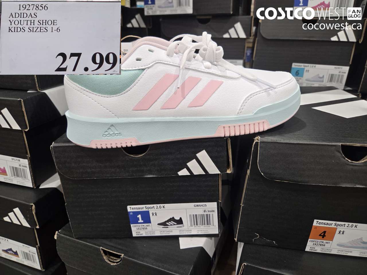 1927856 ADIDAS YOUTH SHOE KIDS SIZES 1-6 $27.99