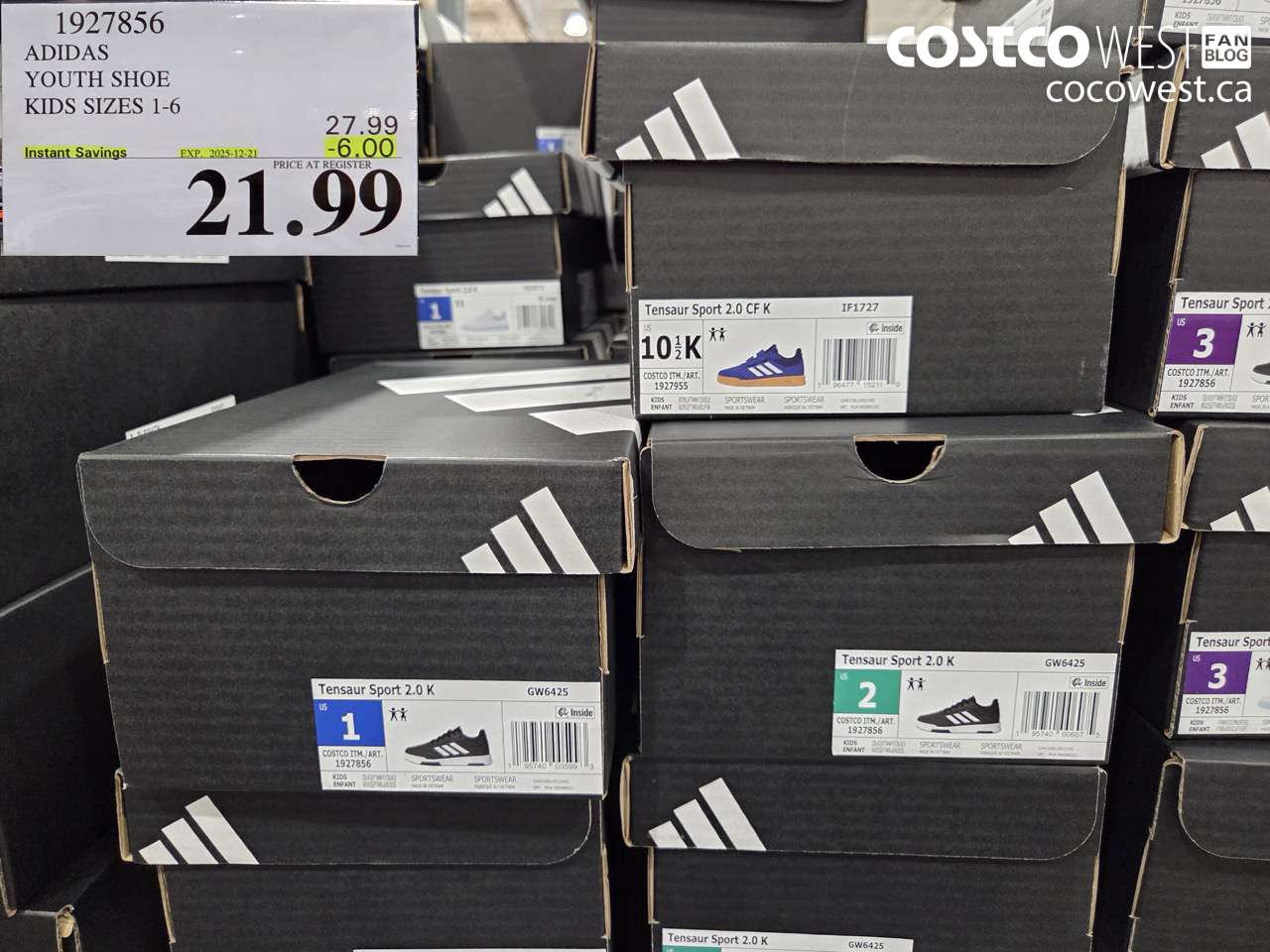 1927856 ADIDAS YOUTH SHOE KIDS SIZES 1-6 ($6.00 INSTANT SAVINGS EXPIRES ON 2025-12-21) $21.99