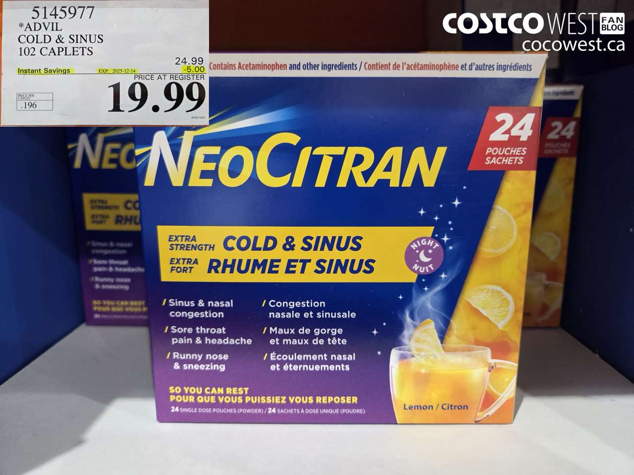 5145977 ADVIL COLD & SINUS 102 CAPLETS ($5.00 INSTANT SAVINGS EXPIRES ON 2025-12-14) $19.99