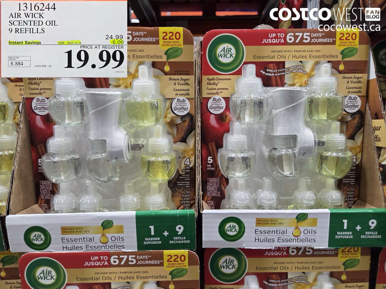 1316244 AIR WICK SCENTED OIL 9 REFILLS ($5.00 INSTANT SAVINGS EXPIRES ON 2025-12-24) $19.99