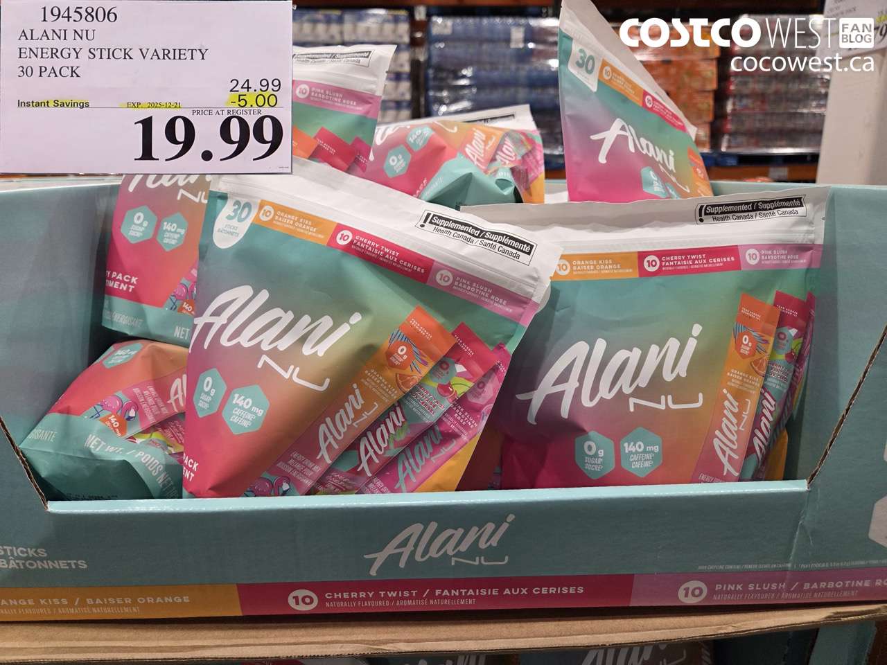 1945806 ALANI NU ENERGY STICK VARIETY 30 PACK ($5.00 INSTANT SAVINGS EXPIRES ON 2025-12-21) $19.99