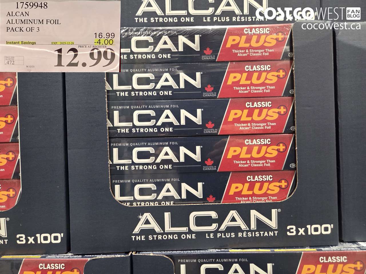 1759948 ALCAN ALUMINUM FOIL PACK OF 3 ($4.00 INSTANT SAVINGS EXPIRES ON 2025-12-28) $12.99