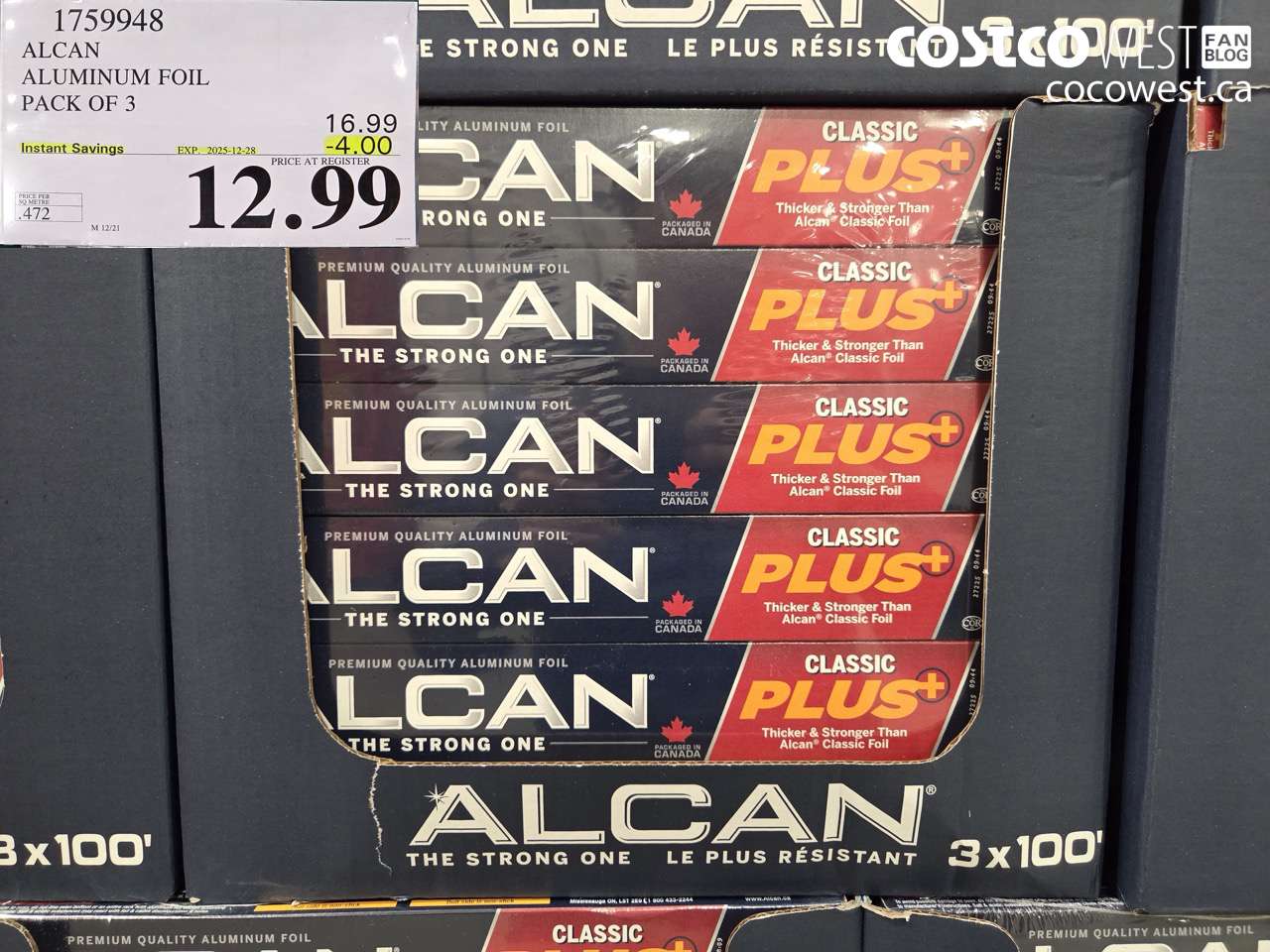 1759948 ALCAN ALUMINUM FOIL PACK OF 3 ($4.00 INSTANT SAVINGS EXPIRES ON 2025-12-28) $12.99