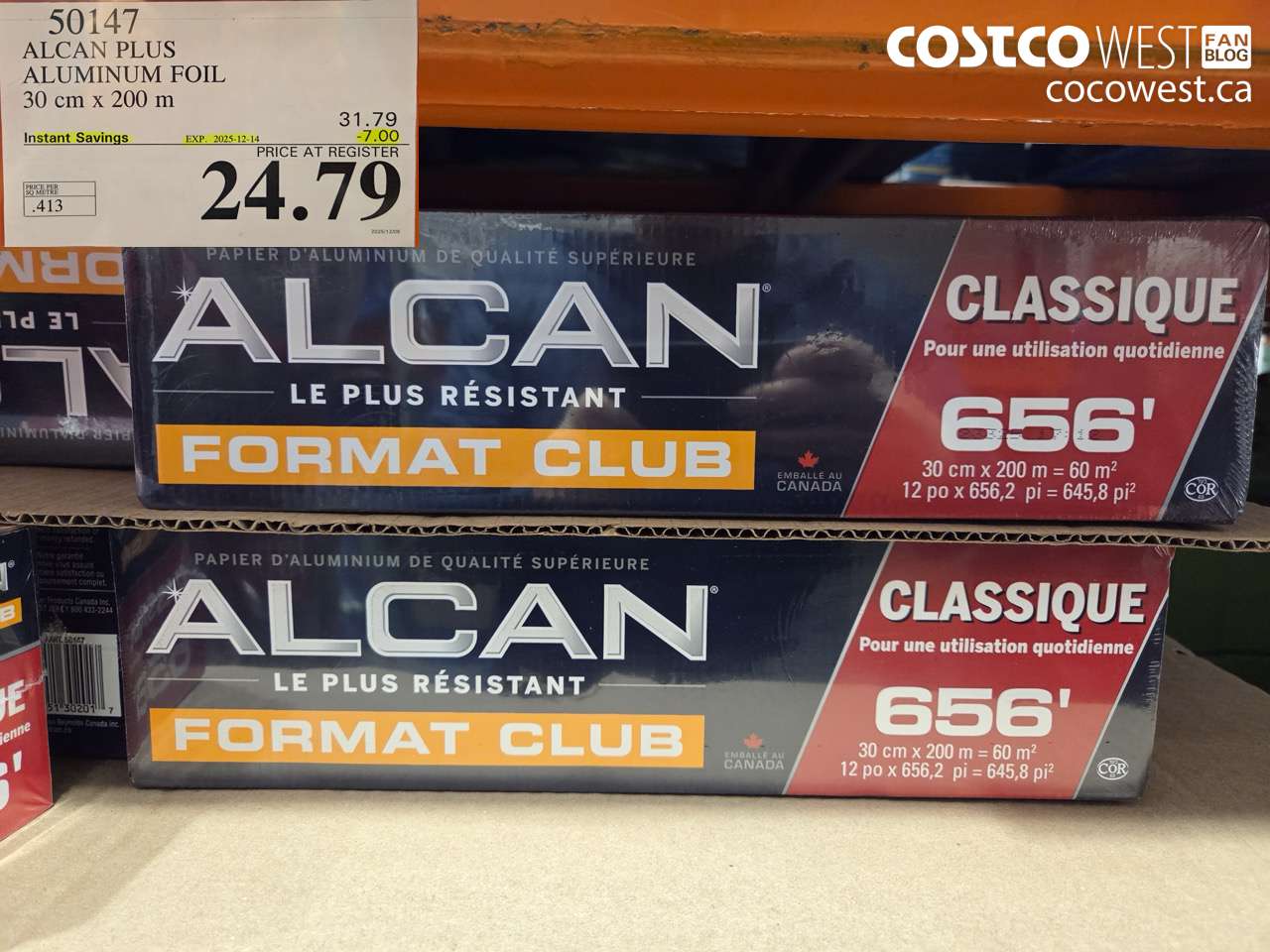 50147 ALCAN PLUS ALUMINUM FOIL 30 cm x 200 m ($7.00 INSTANT SAVINGS EXPIRES ON 2025-12-14) $24.79