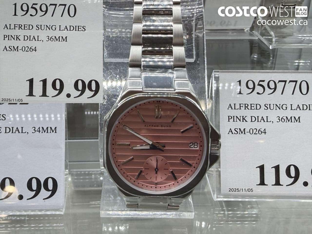 1959770 ALFRED SUNG LADIES PINK DIAL, 36MM ASM-0264 $119.99