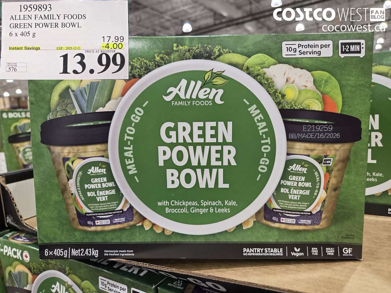 1959893 ALLEN FAMILY FOODS GREEN POWER BOWL 6 X 405G ($4.00 INSTANT SAVINGS EXPIRES ON 2025-12-21) $13.99