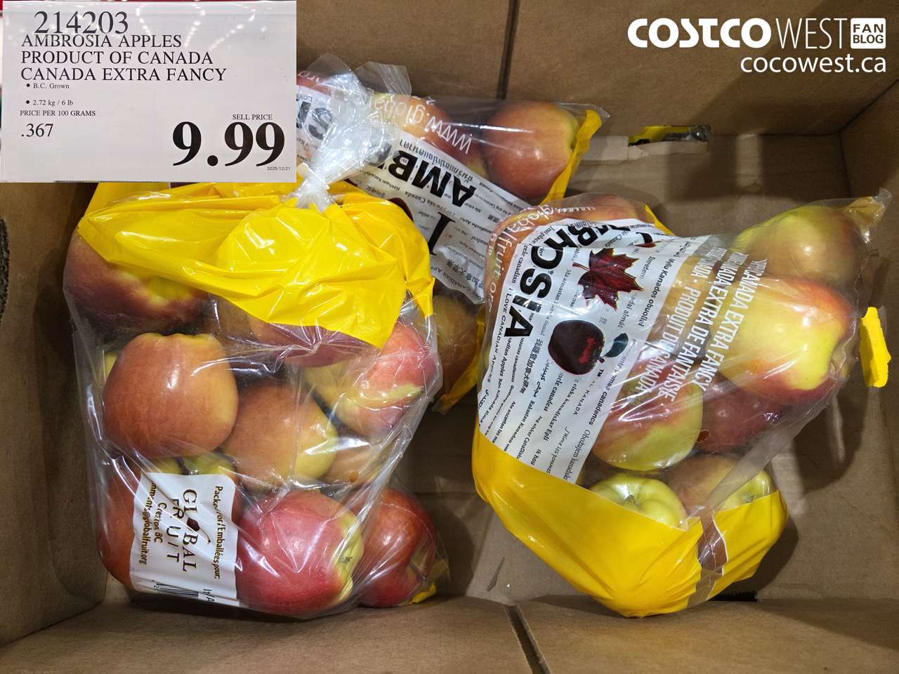214203 AMBROSIA APPLES PRODUCT OF CANADA CANADA EXTRA FANCY $9.99