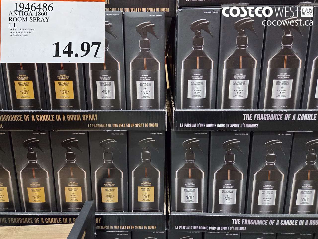 1946486 ANTIGA 1850 ROOM SPRAY 1L $14.97