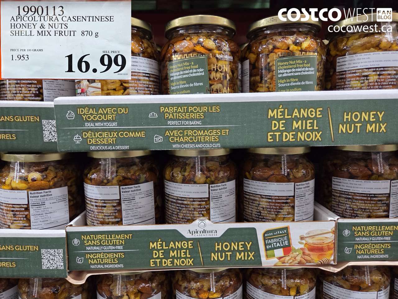 1990113 APICOLTURA CASENTINESE HONEY & NUTS SHELL MIX FRUIT 870G $16.99